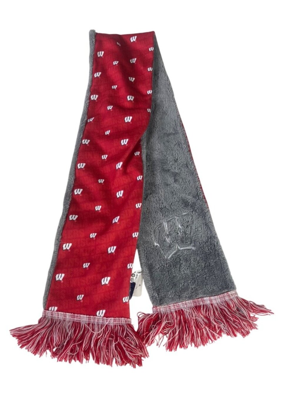 FOCO Wisconsin‎ Badgers Sherpa Scarf Fring Red Gray New Soft Warm Fanwear